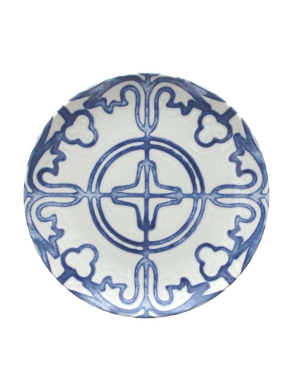 Frühstücksteller Maiolica aus Porzellan in Weiß/Blau, 2 Stück, Porzellan, Blau, Weiß, Ø 20 cm