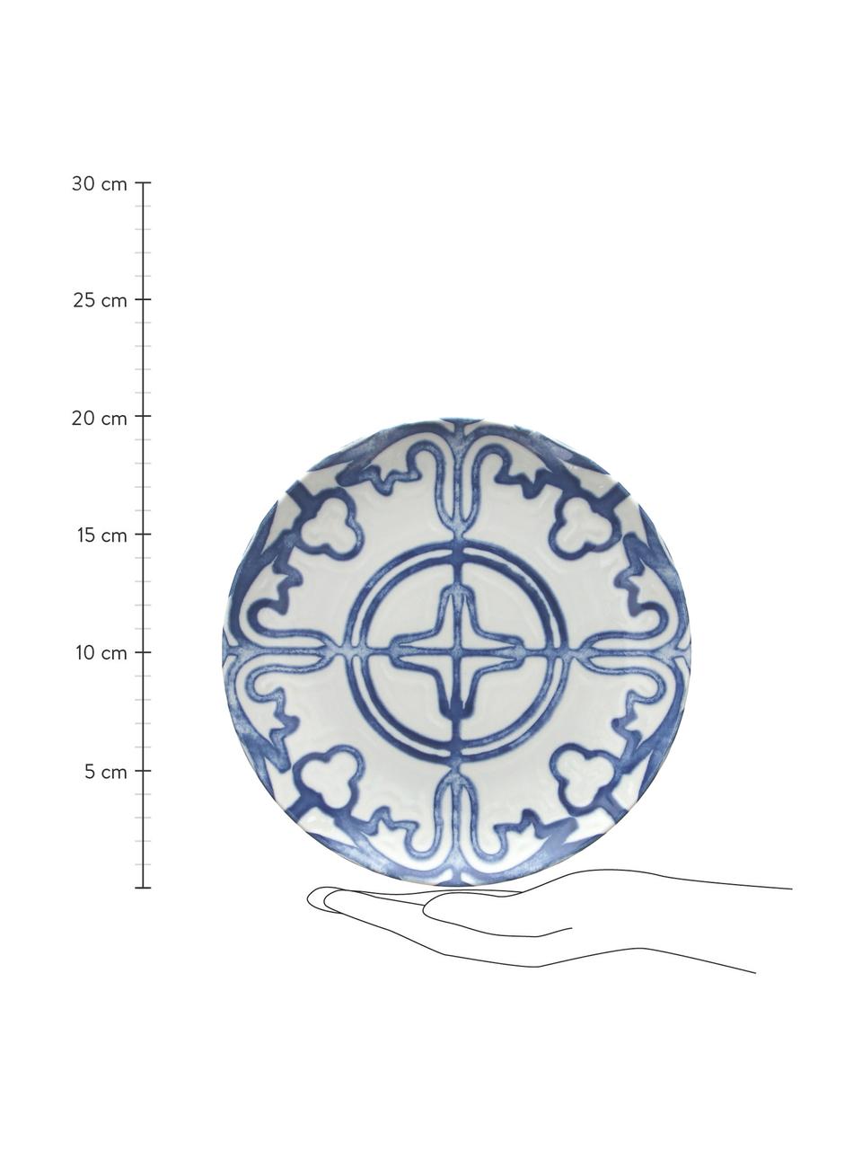 Frühstücksteller Maiolica aus Porzellan in Weiss/Blau, 2 Stück, Porzellan, Blau, Weiss, Ø 20 cm