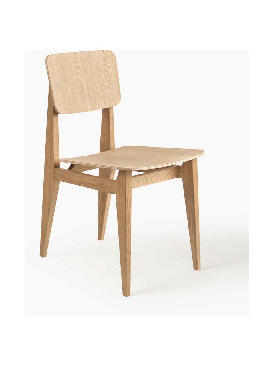 Drevená stolička z dubového dreva C-Chair, Dubové drevo, Dubové drevo, Š 41 x H 53 cm