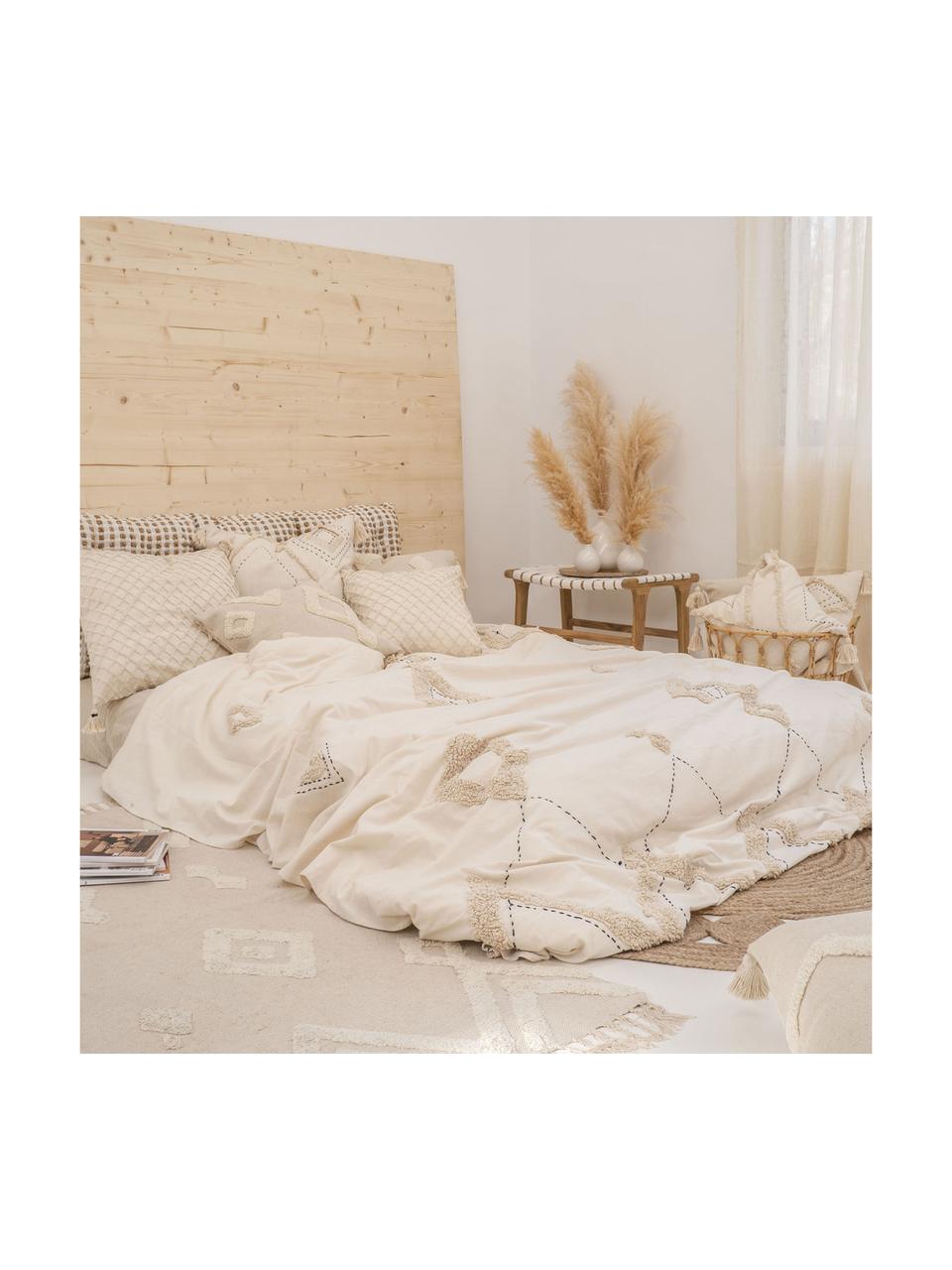 Housse de coussin 45x45 bohème Lienzo, Blanc cassé