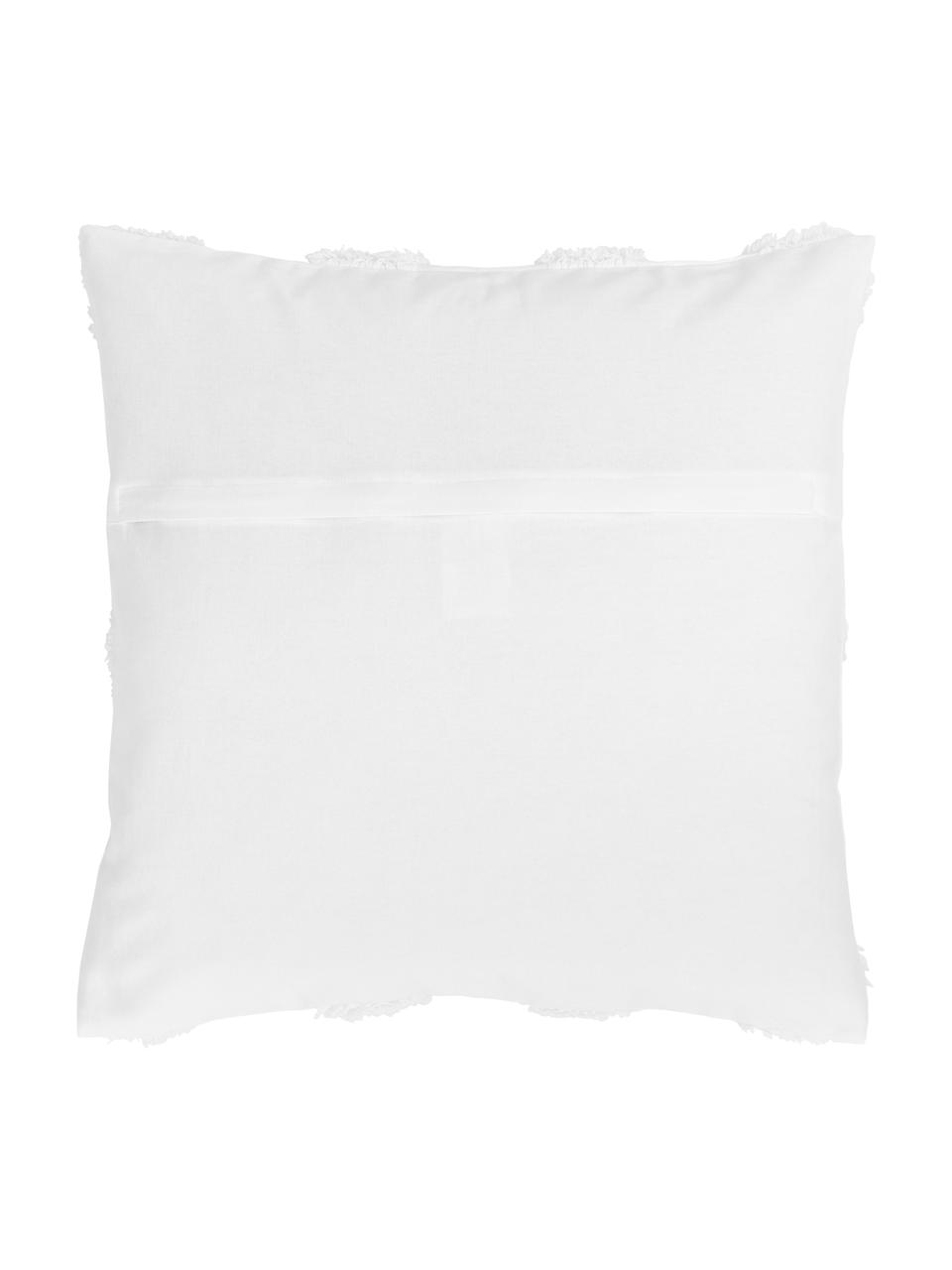 Housse de coussin 50x50 blanc tufté Rowen, 100 % coton, Blanc, larg. 50 x long. 50 cm