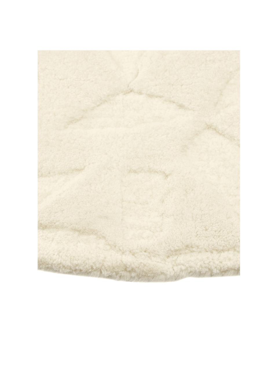 Runder Wollteppich Rory in Cremeweiß, handgetuftet, Flor: 100% Wolle, Weiß, Ø 120 cm (Größe S)