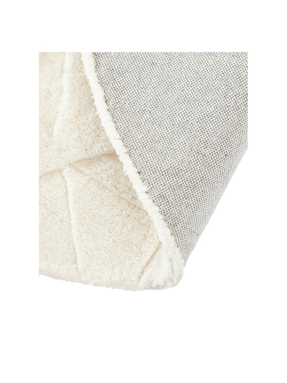 Tapis rond en laine tufté main Rory, Blanc crème, Ø 120 cm (taille S)