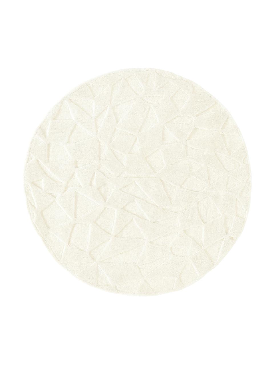 Tapis rond en laine tufté main Rory, Blanc crème, Ø 120 cm (taille S)