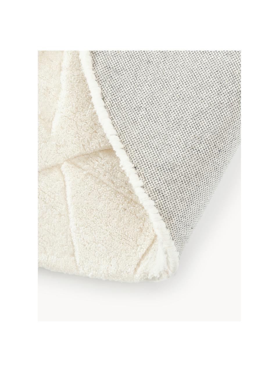 Alfombra redonda artesanal de lana Rory, Parte superior: 100% lana, Reverso: 100% algodón El material , Blanco crema, Ø 120 cm (Tamaño S)