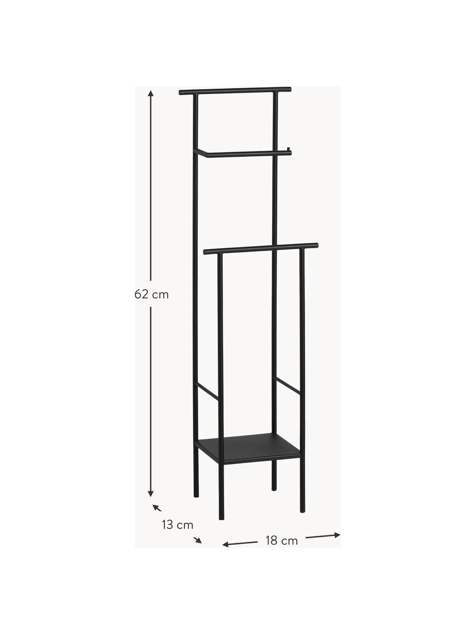 Scaffale porta carta igienica Dora, Acciaio inossidabile verniciato a polvere, Nero opaco, Larg. 18 x Alt. 62 cm