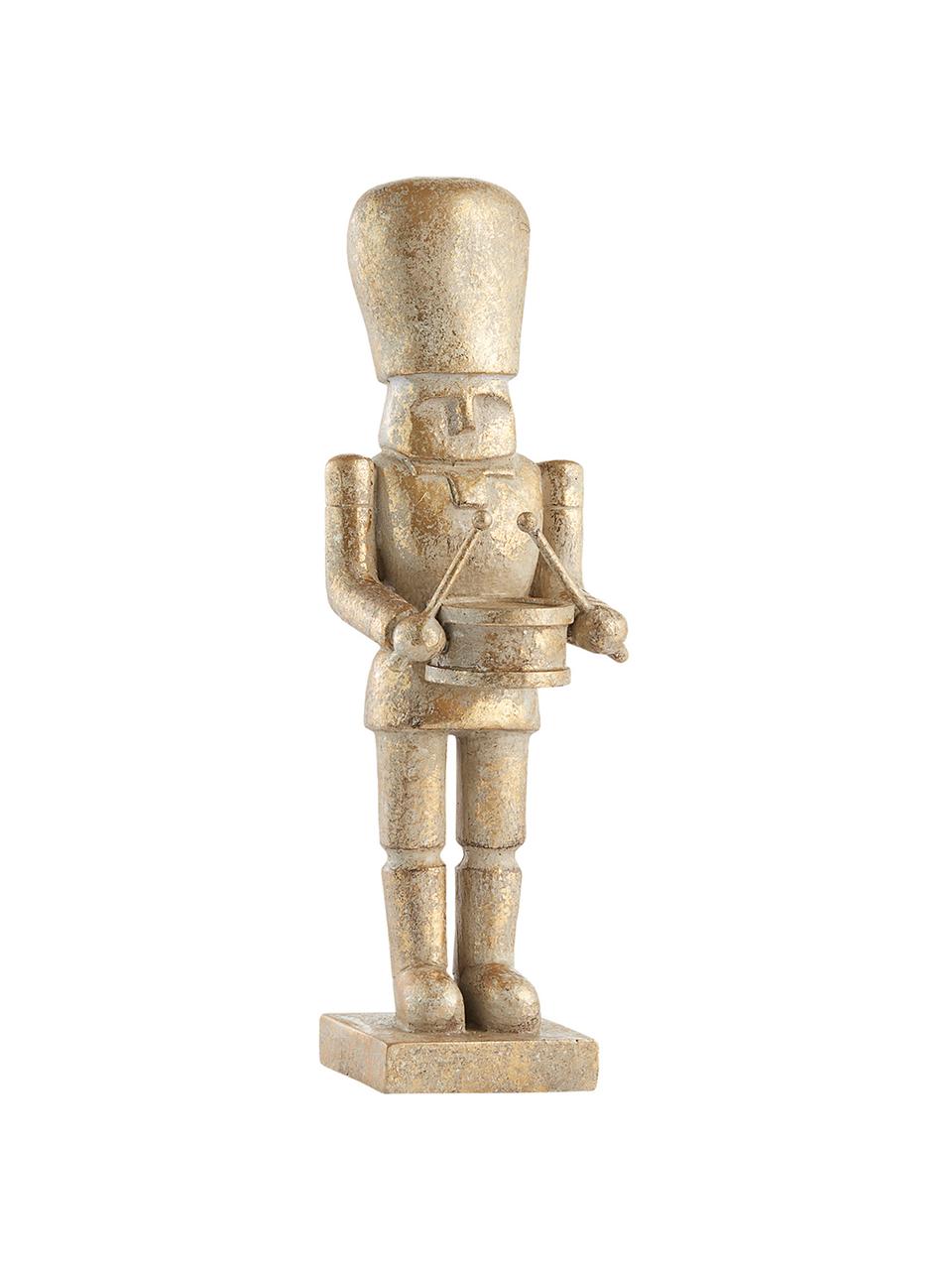 Handgefertigte Deko-Figur Drummer, Polyresin, Goldfarben, Ø 7 x H 23 cm