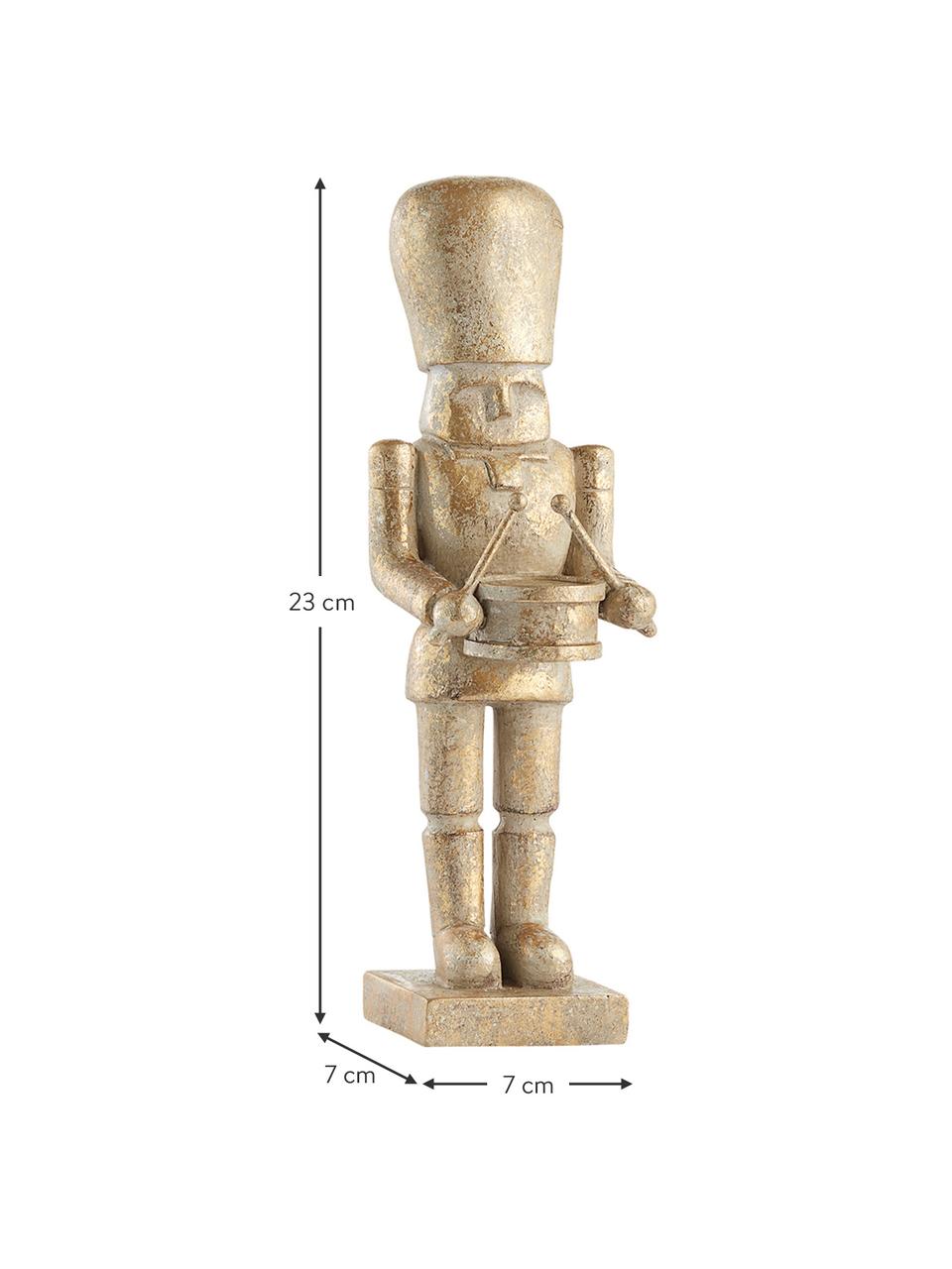 Handgemaakt decoratief figuurtje Drummer, Polyresin, Goudkleurig, Ø 7 cm, H 23 cm