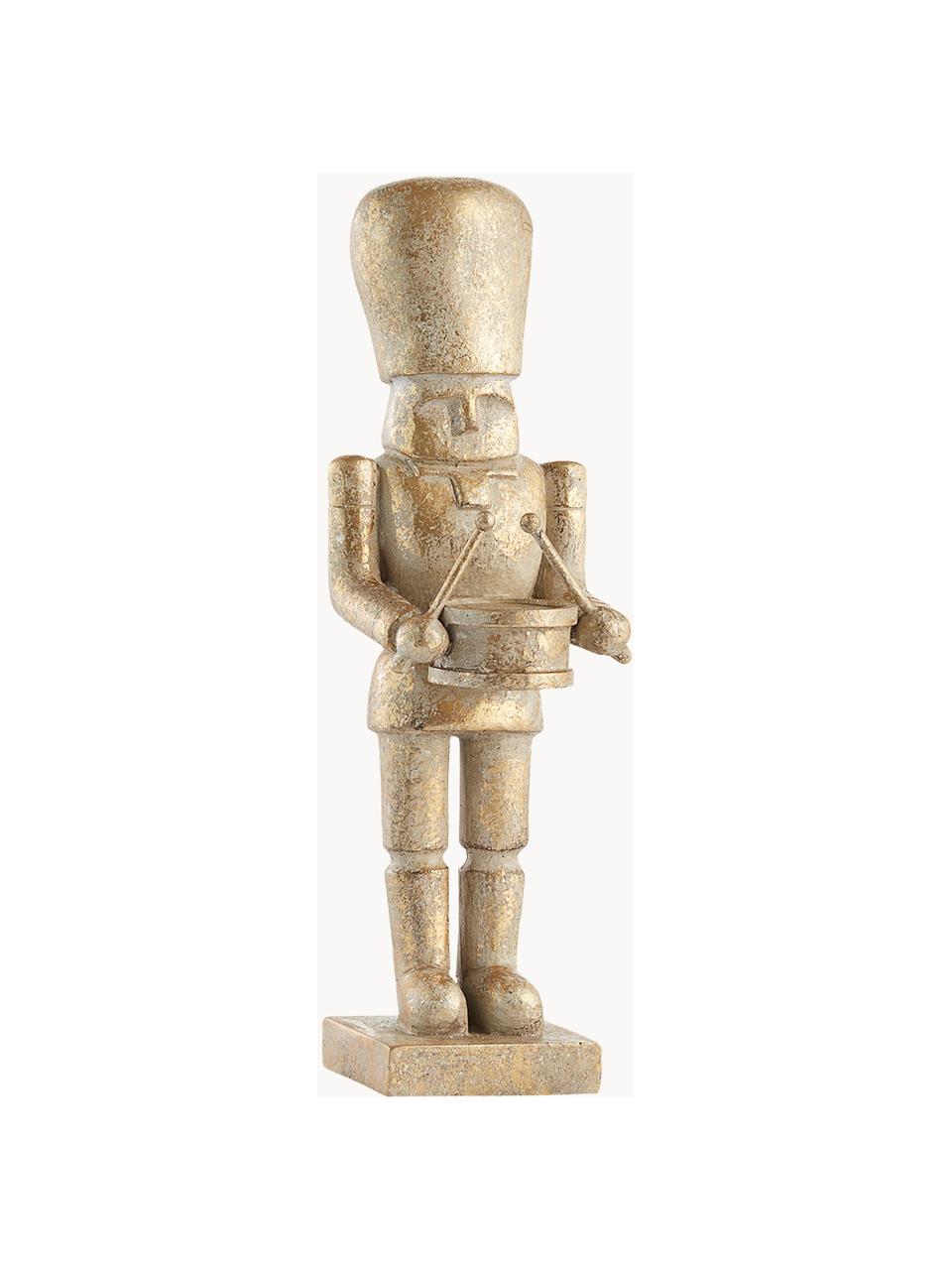 Figura decorativa artesanal Drummer, Poliresina, Dorado, Ø 7 x Al 23 cm