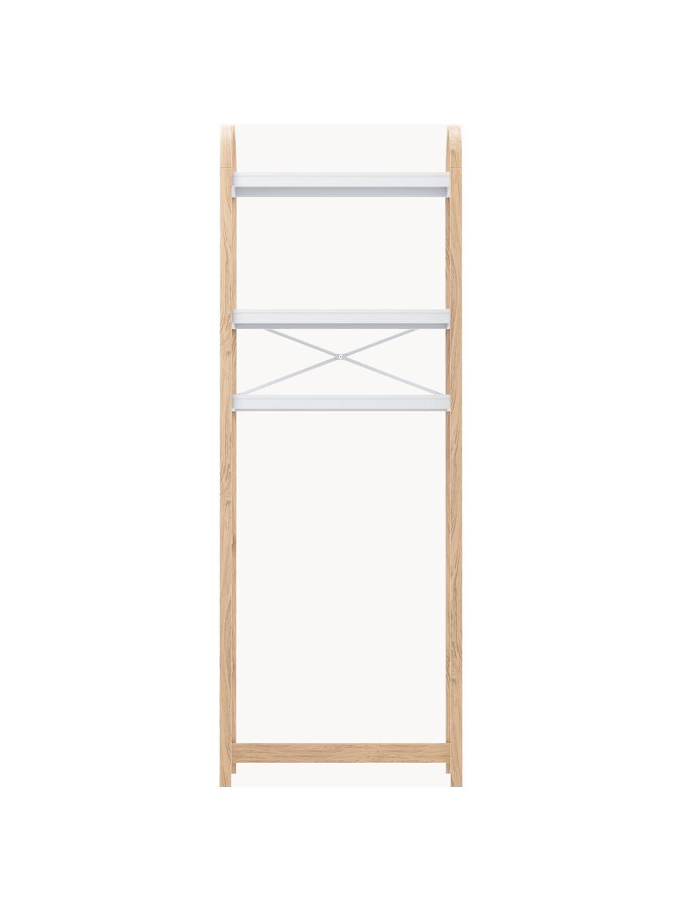 Estantería de baño de madera Bellwood, Estructura: madera, Estante: metal recubierto, Blanco, madera clara, An 61 x Al 170 cm