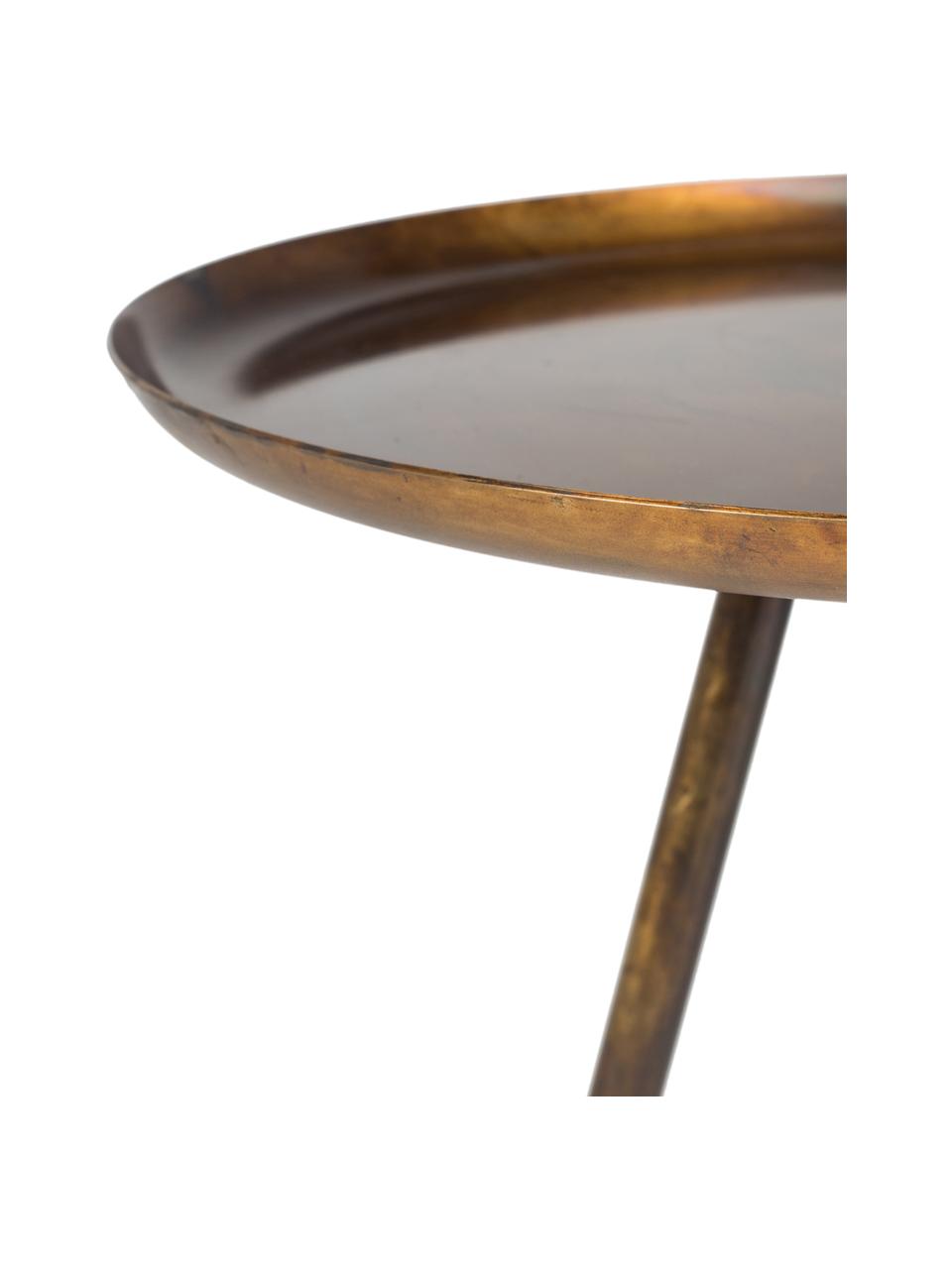 Tavolino rotondo in metallo Frost, Dorato, rame, finitura antica, Ø 39 x Alt. 45 cm