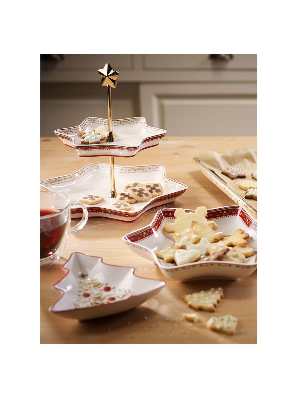 Etagere Winter Bakery mit Weihnachtsmuster, Stange: Metall, beschichtet, Weiß, Rot, Mehrfarbig, Ø 28 x H 43 cm