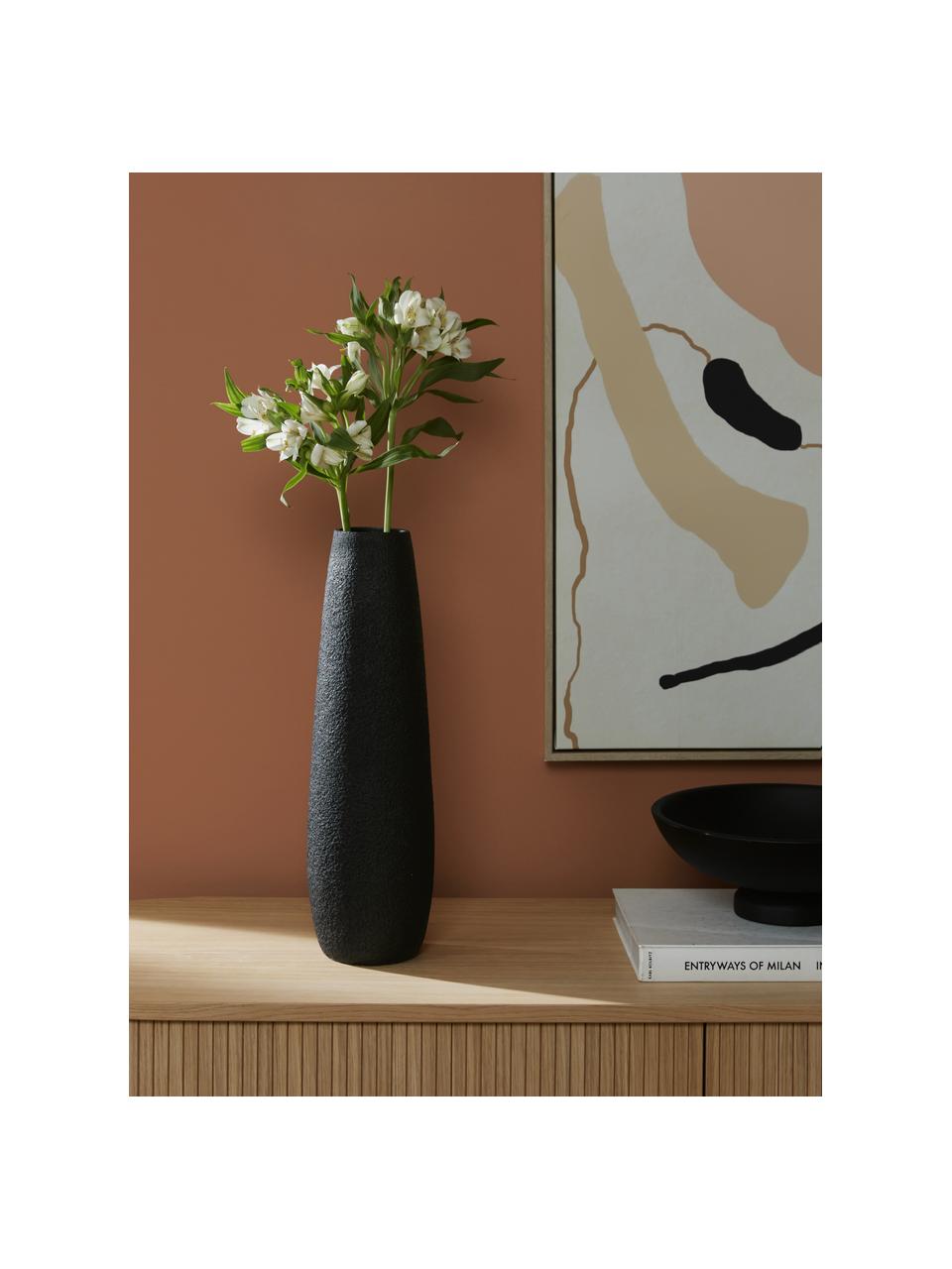 Grand vase décoratif Elegance, Polyrésine, Noir, Ø 14 x haut. 46 cm