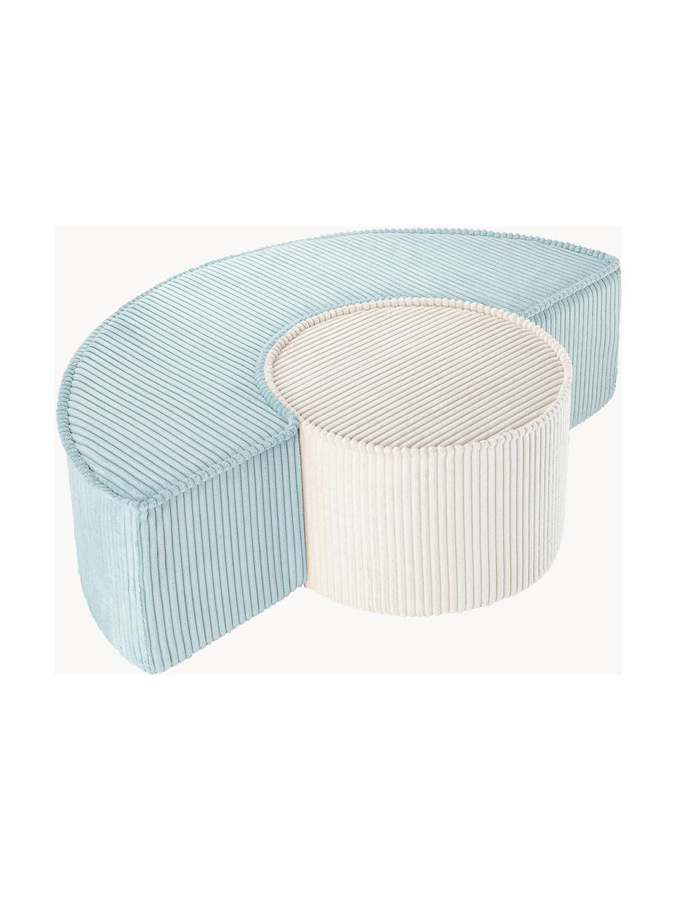 Ensemble de poufs en velours côtelé Arch, 2 élém., Velours côtelé vert menthe, blanc, larg. 92 x haut. 26 cm
