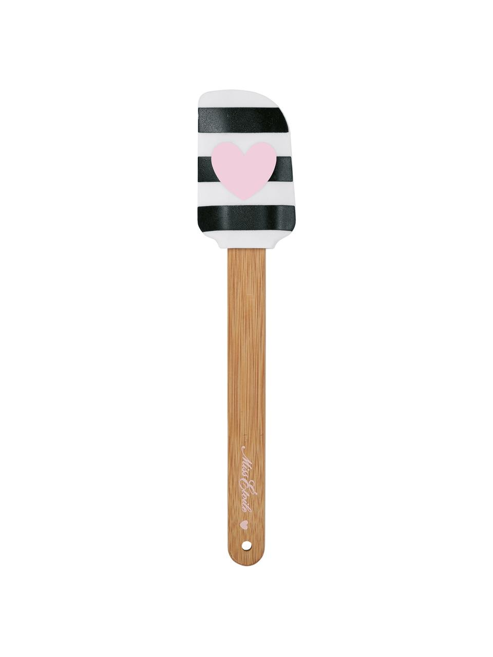 Espátula de cocina Heart, Silicona, bambú, Bambú, rosa, blanco, negro, L 25 cm