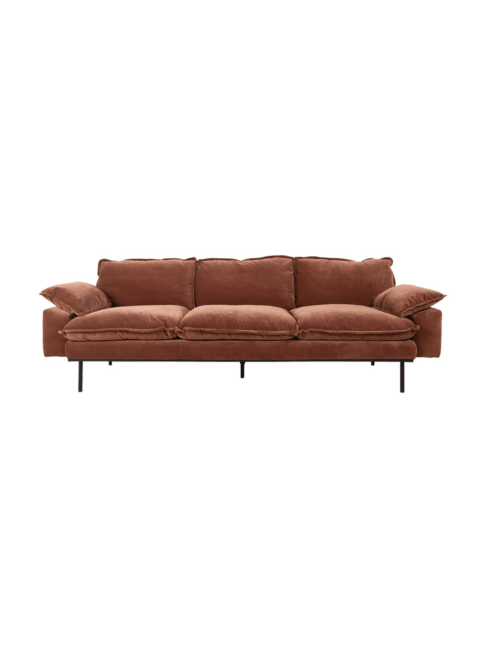 Samt-Sofa Magnolia (4-Sitzer) in Rot mit Metall-Füßen, Bezug: Samt (100% Polyester), Füße: Metall, pulverbeschichtet, Samt Rot, B 245 x T 94 cm