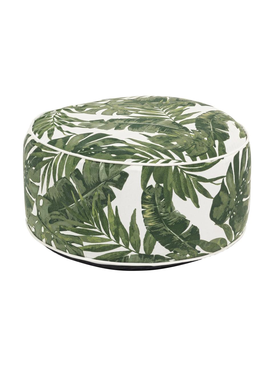 Pouf da esterno Rihanna, Bianco, verde, Ø 53 x Alt. 23 cm