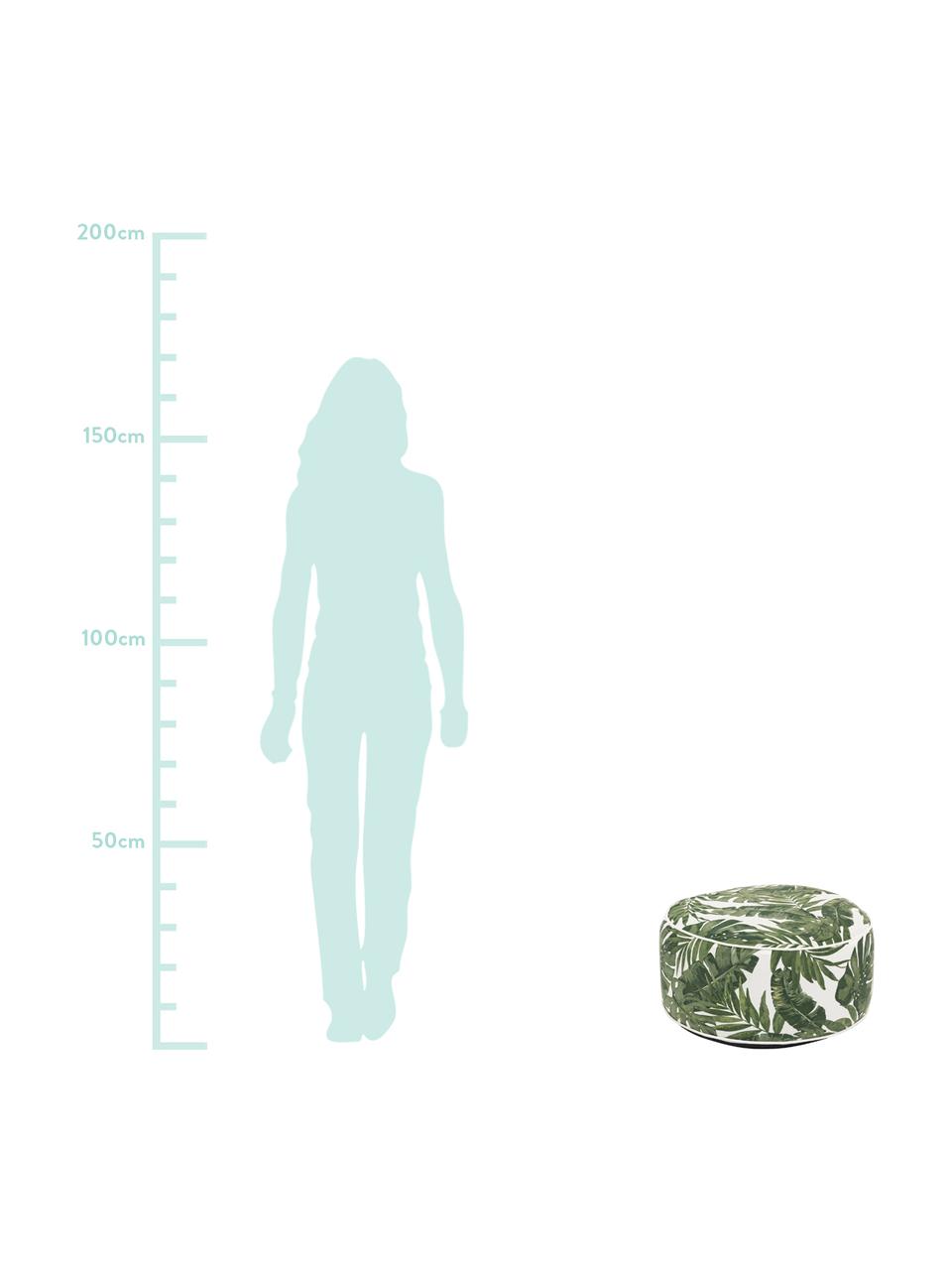 Puf de exterior Rihanna, Tapizado: poliéster, resistente al , Interior: PCV, Blanco, verde, Ø 53 x Al 23 cm