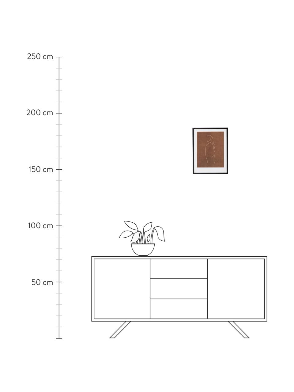 Ingelijste digitale print Espen, Lijst: hout, Zwart, greige, wit, B 32 x H 42 cm