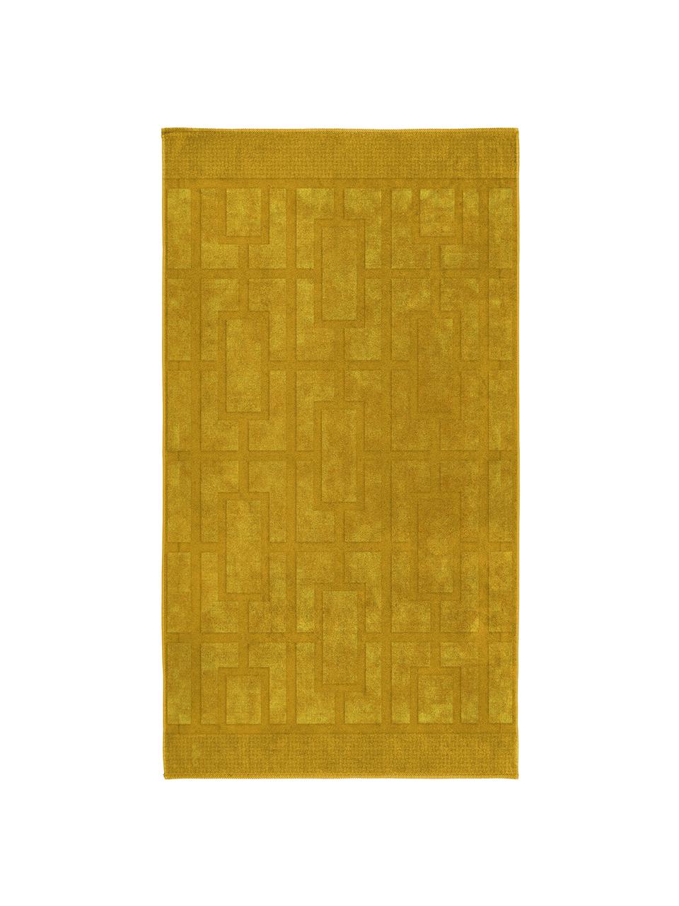 Strandlaken Como met grafisch patroon, Rand: 100% jacquard-fluweel, Geel, B 100 x L 180 cm