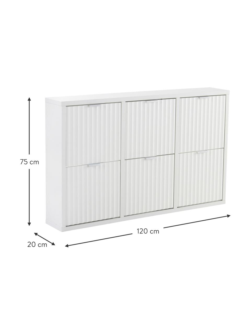 Zapatero Etalle, Estructura: tablero de fibras de dens, Estantes: metal pintado, Blanco, An 120 x Al 75 cm