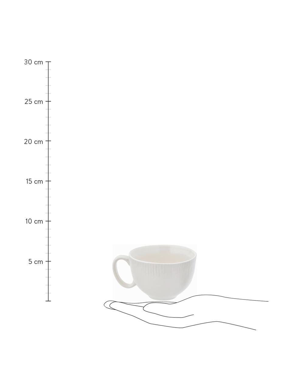 Tasse à thé en porcelaine avec sous-tasse, faite main Sandvig, Blanc cassé