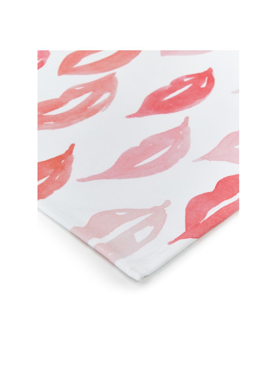 Serviette de plage légère design Pout, Blanc, rouge, rose