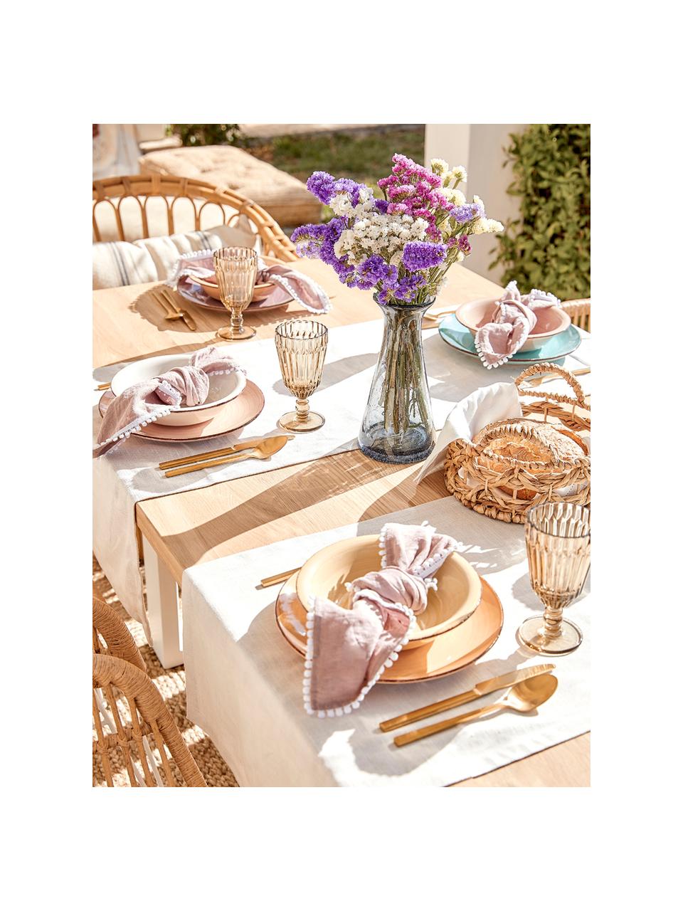 Handbeschilderde serviesset Baita, 6 personen (18-delig), Handbeschilderde keramiek (hard dolomiet), Geel-, rozetinten, lichtblauw, wit, Set met verschillende formaten