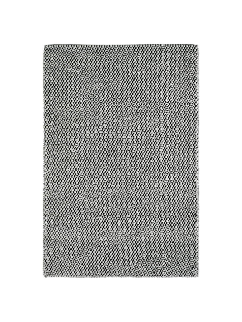 Handgenähter Wollteppich Lovisa in Hellgrau meliert, Flor: 60% Wolle, 40% Viskose, Silbergrau, B 120 x L 170 cm (Größe S)