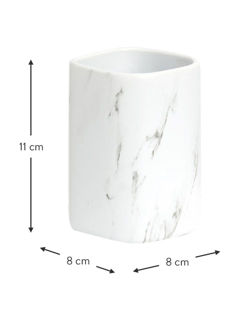 Kubek na szczoteczki z ceramiki Marble, Ceramika, Biały, marmurowy, S 8 x W 11 cm