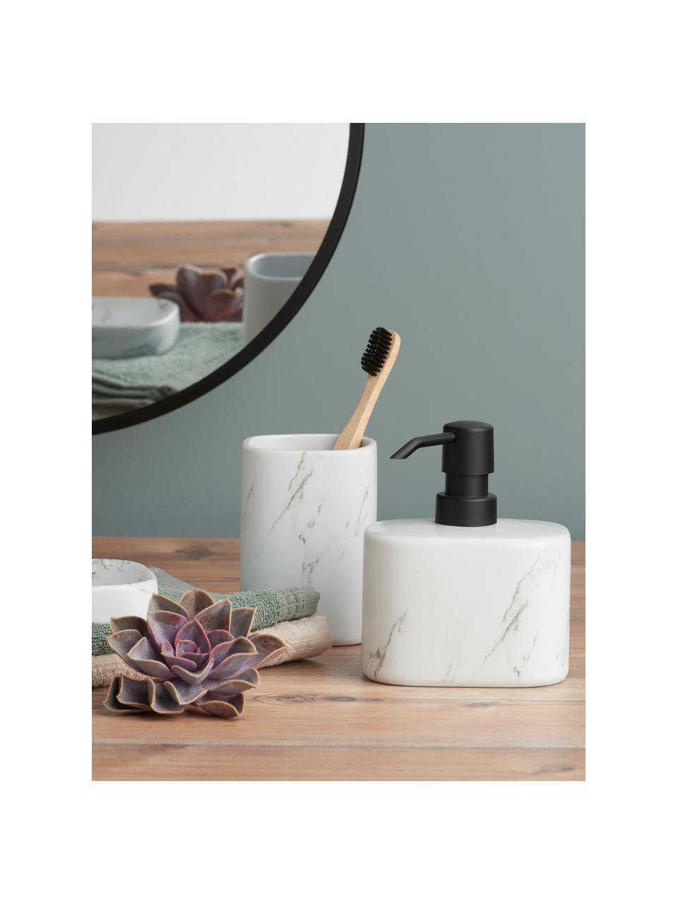 Vaso cepillo de dientes de cerámica Marble, Cerámica, Blanco, An 8 x Al 11 cm