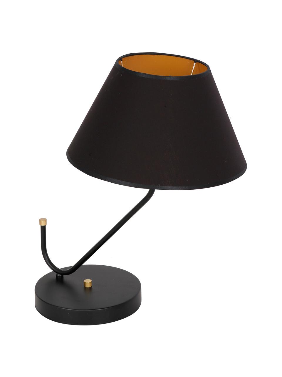 Lampka nocna Victoria, Korpus: drewno jesionowe, czarny lakierowany Noga: odcienie złotego, S 45 x W 50 cm