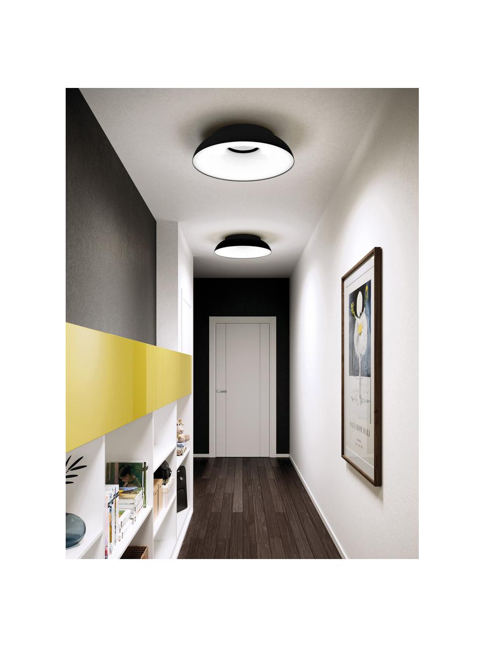 Grote LED plafondlamp Maggiolone, dimbaar, Gelakt aluminium, Zwart, Ø 60 x H 15 cm