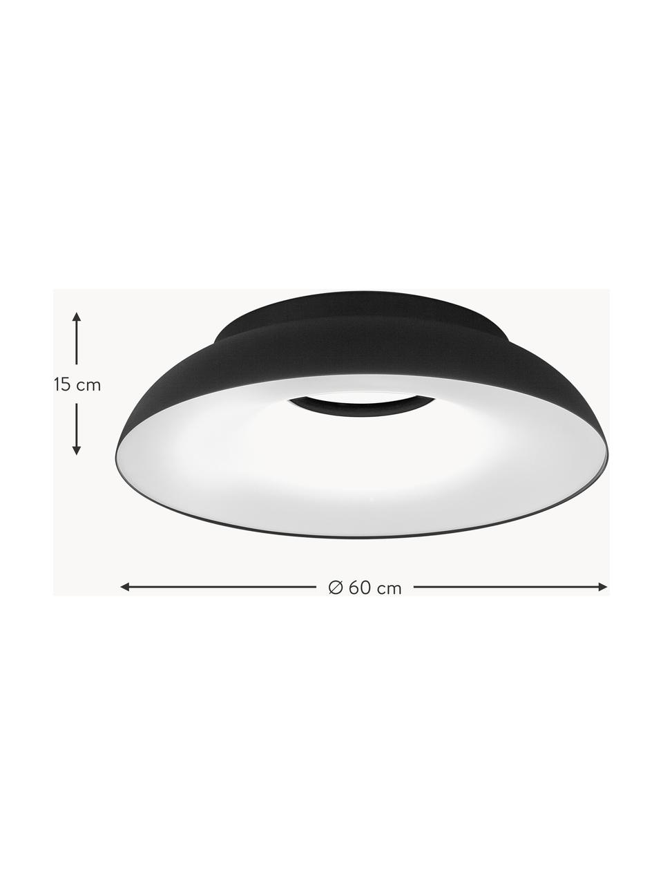 Veľké stropné LED svietidlo Maggiolone, Lakovaný hliník, Čierna, Ø 60 x V 15 cm