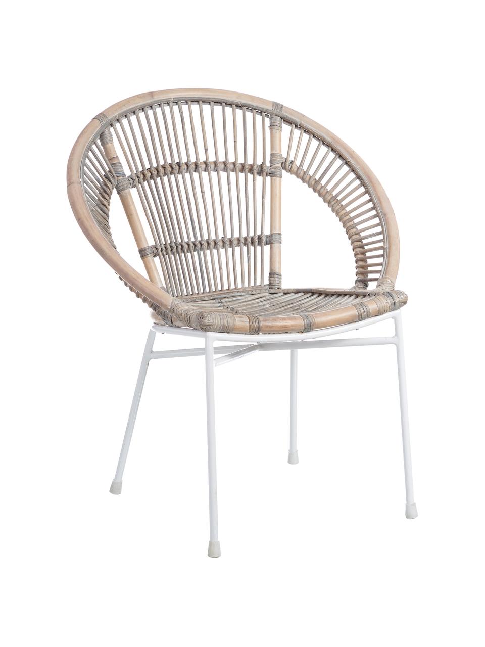 Krzesło z rattanu Carla, Nogi: metal lakierowany, Beżowy, S 63 x G 66 cm