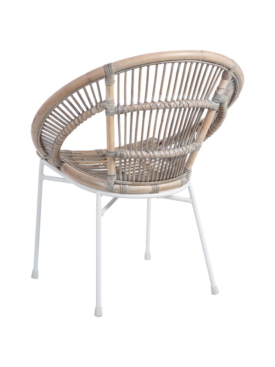 Krzesło z rattanu Carla, Nogi: metal lakierowany, Beżowy, S 63 x G 66 cm