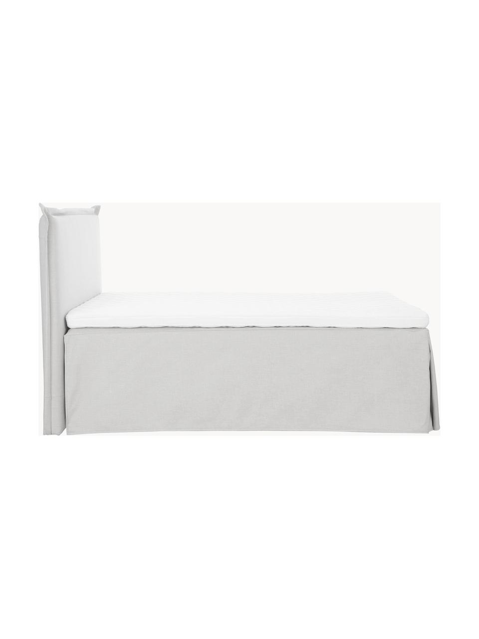 Premium boxspringbed Violet, Matras: 5-zones pocketvering, Poten: massief gelakt berkenhout, Geweven stof lichtgrijs, B 140 x L 200 cm, hardheidsgraad H2