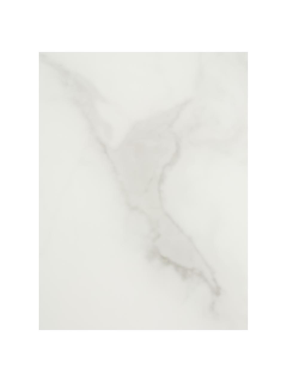 Runder Couchtisch Antigua mit Glasplatte in Marmor-Optik, Tischplatte: Glas, matt bedruckt, Gestell: Stahl, verchromt, Marmor-Optik Weiß, Chromfarben, Ø 80 cm