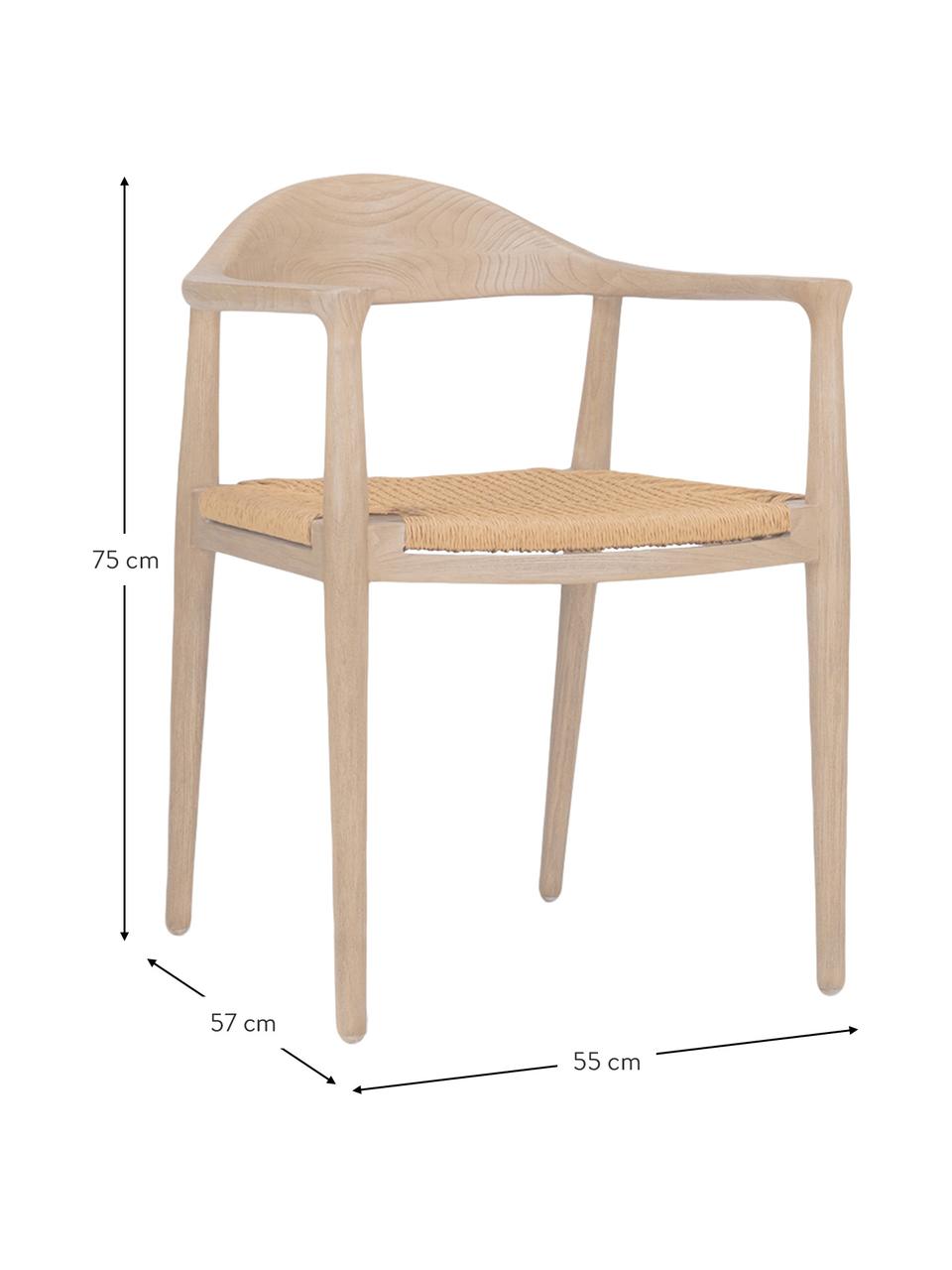 Silla de madera Coppi, Asiento: yute, Marrón, An 55 x F 57 cm