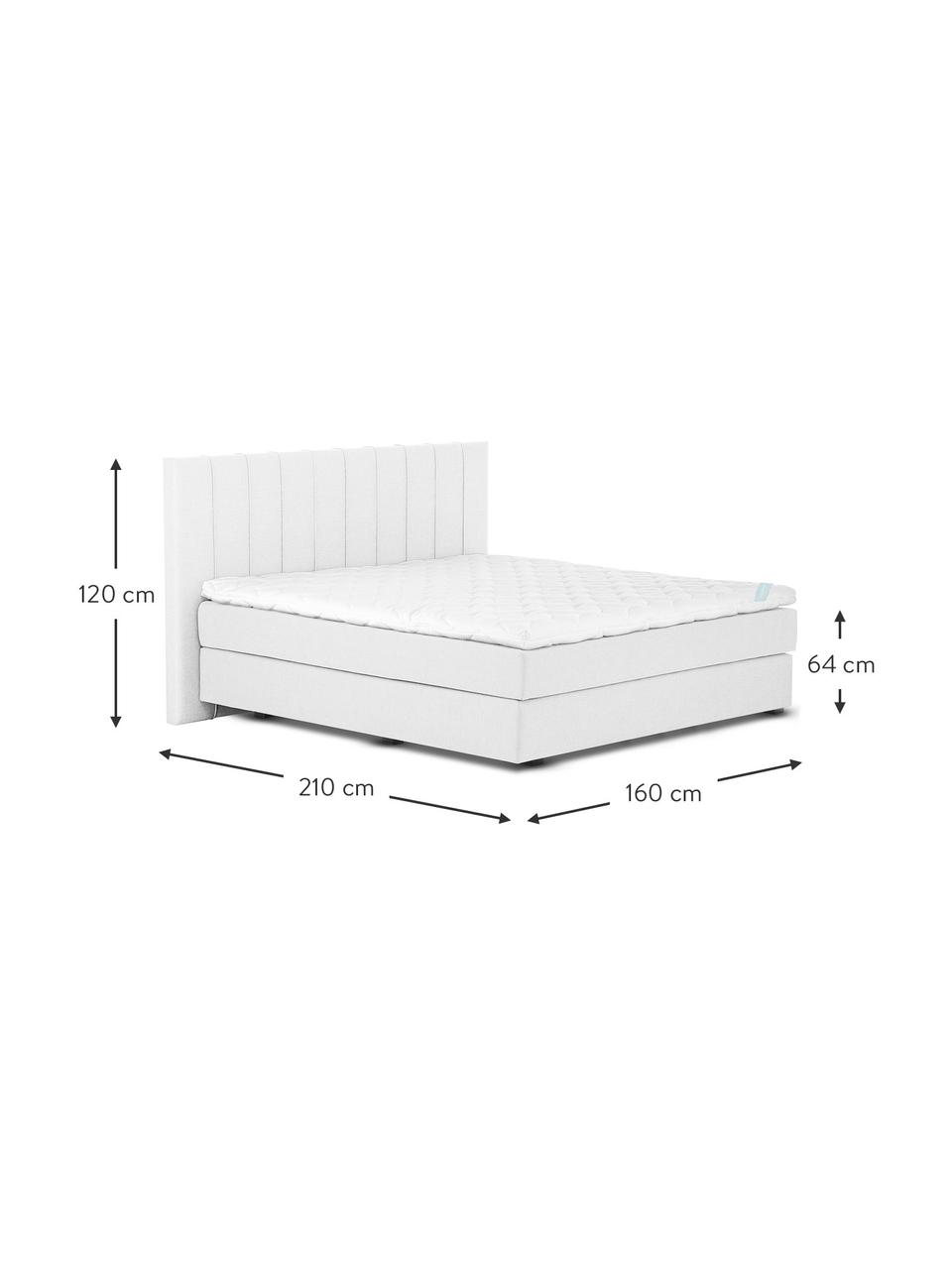 Letto Boxspring Premium Lacey, Materasso: a molle insacchettate a 7, Piedini: legno di faggio massiccio, Grigio chiaro, 200 x 200