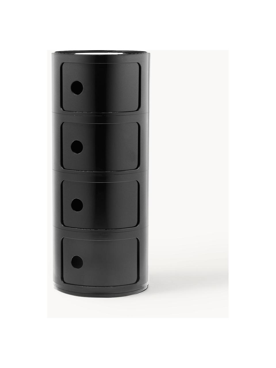 Design Container Componibili, 4 Elemente, Kunststoff (ABS), lackiert, Greenguard-zertifiziert, Schwarz, glänzend, Ø 32 x H 77 cm