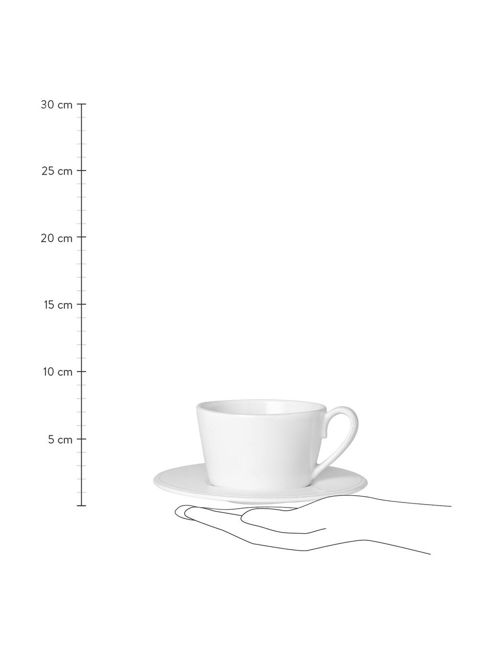 Tasse à thé style rustique avec sous-tasse Constance, Grès cérame, Blanc, Ø 19 x haut. 8 cm, 375 ml