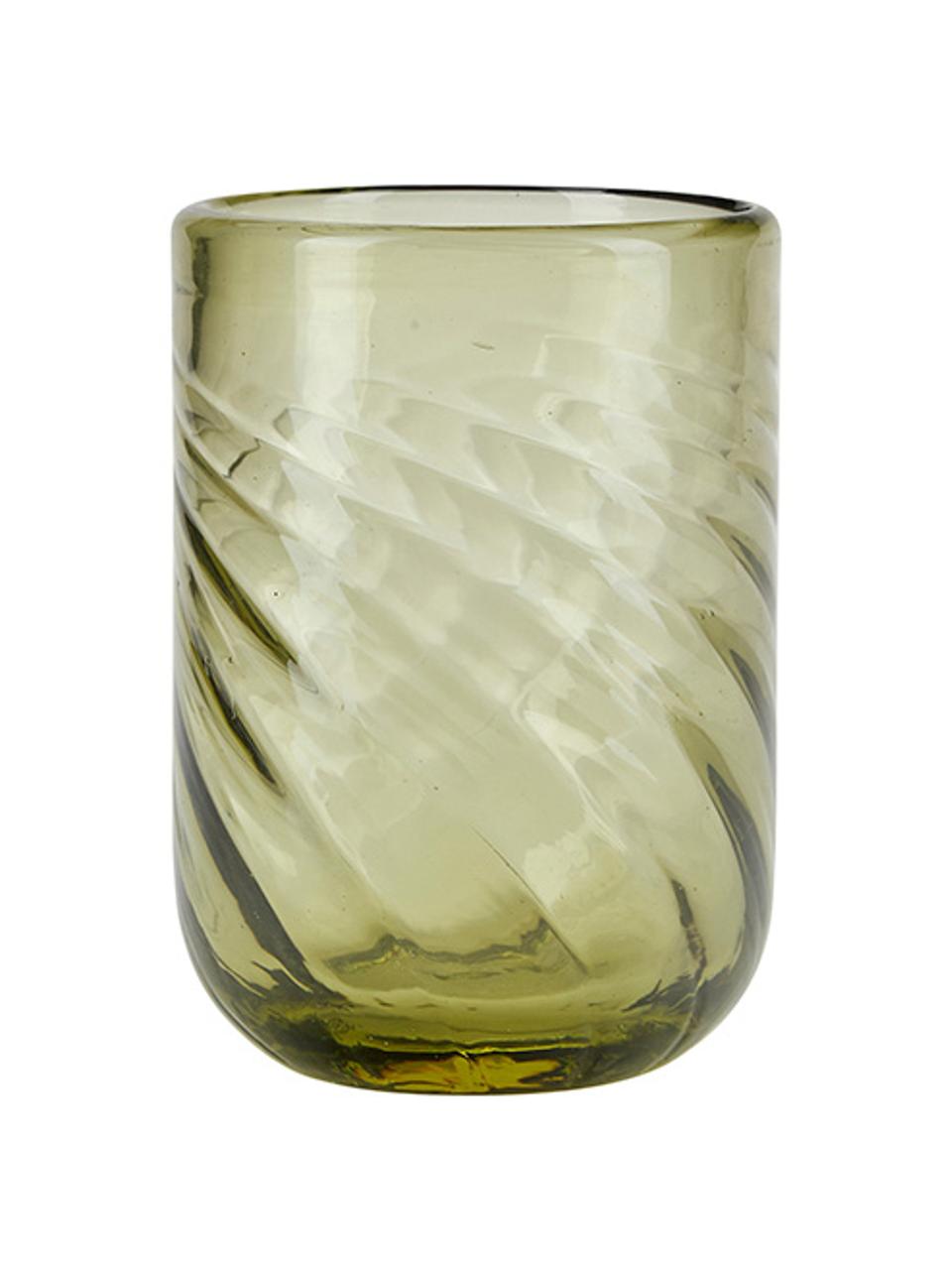 Bicchiere acqua verde Twist 4 pz, Vetro, Verde trasparente, Ø 8 x Alt. 11 cm, 300 ml