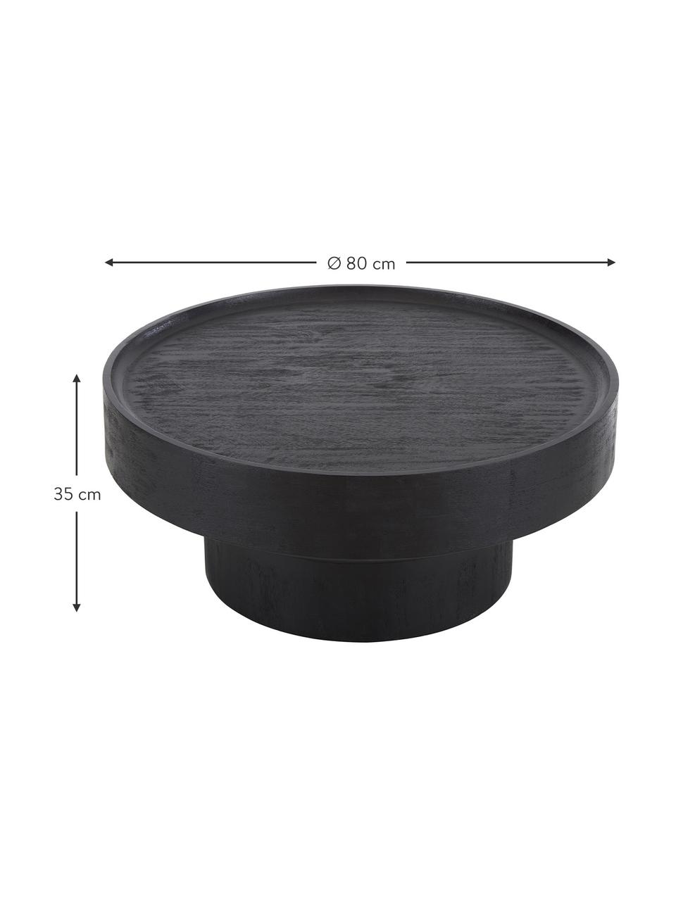 Mesa de centro redonda de madera de mango Benno, Madera de mango maciza pintada, Madera de mango pintada en negro, Ø 80 cm