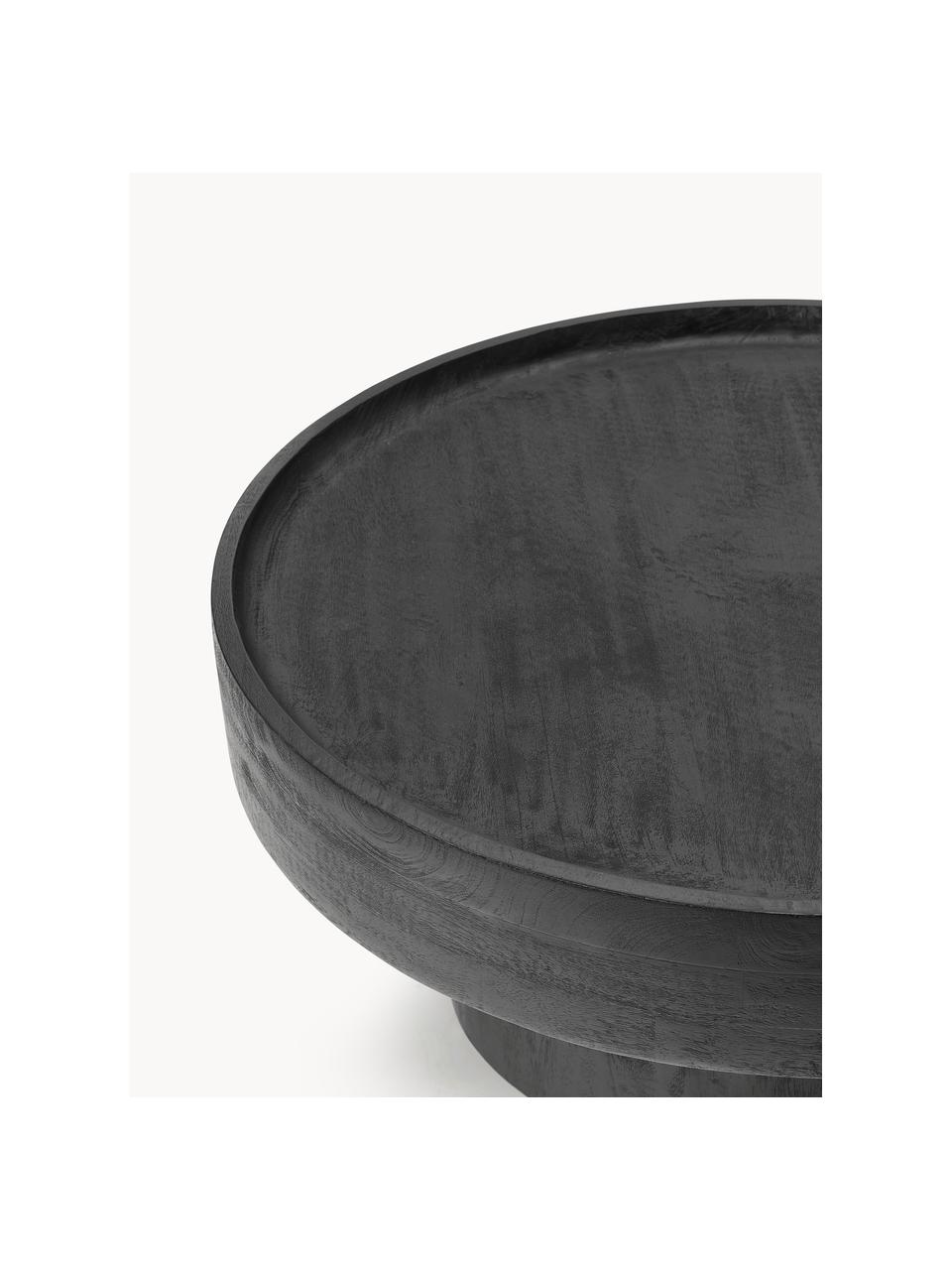 Table basse ronde en bois de manguier Benno, Manguier massif, laqué, Bois de manguier, noir laqué, Ø 80 cm