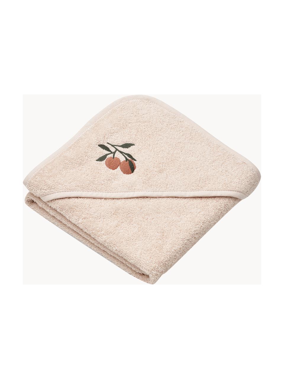 Dětský ručník z organické bavlny Batu, 100 % bio bavlna, s certifikátem GOTS, Krémově bílá, motiv broskve, Š 70 cm, D 70 cm