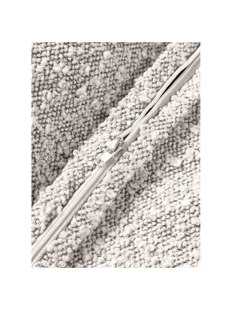 Bouclé bankkussen Lennon, Bekleding: 80% leer, 20% acryl, Bouclé gebroken wit, B 70 x L 70 cm