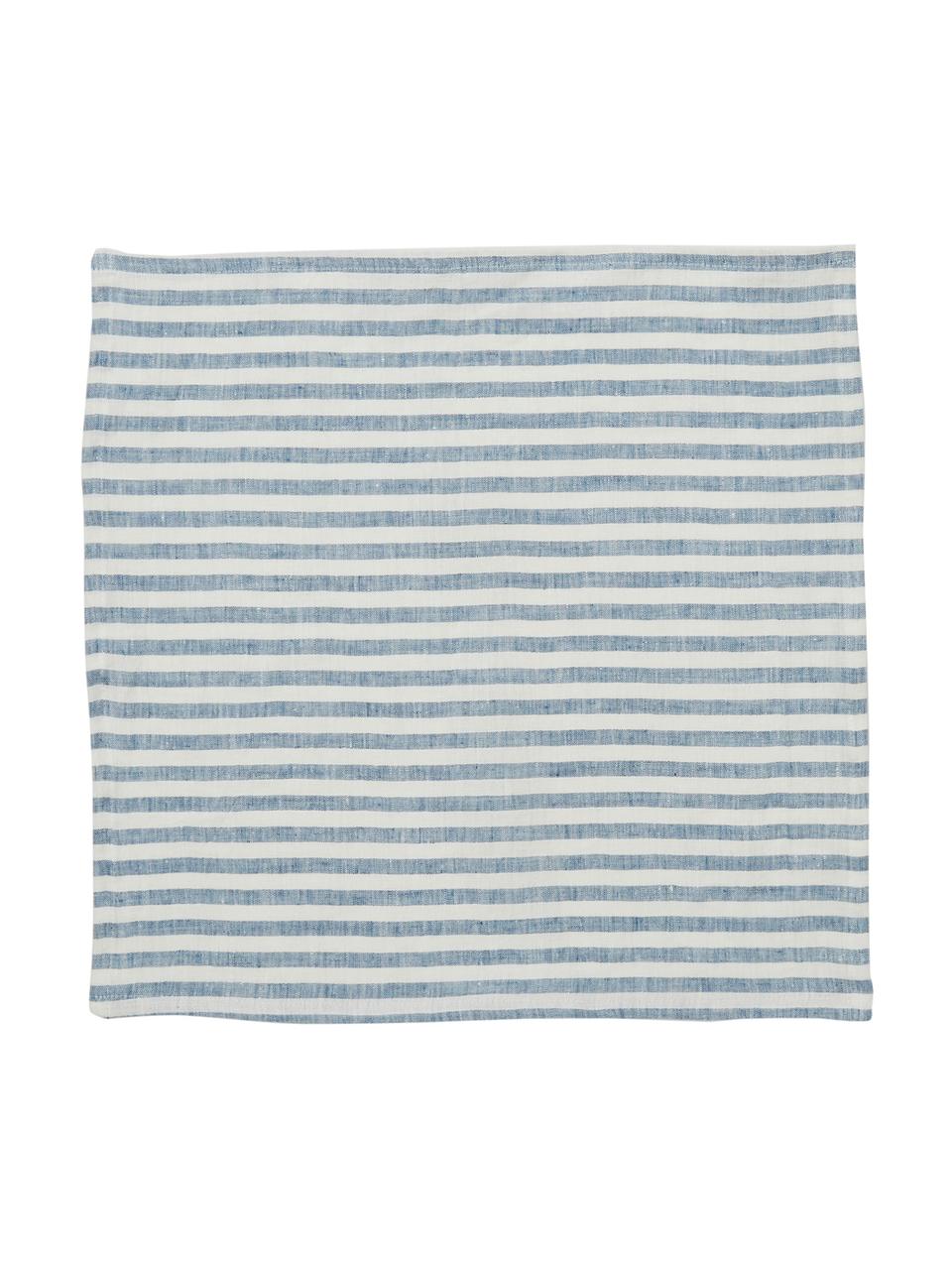 Serwetka z lnu Solami, 6 szt., Len, Jasny niebieski, biały, S 46 x D 46 cm