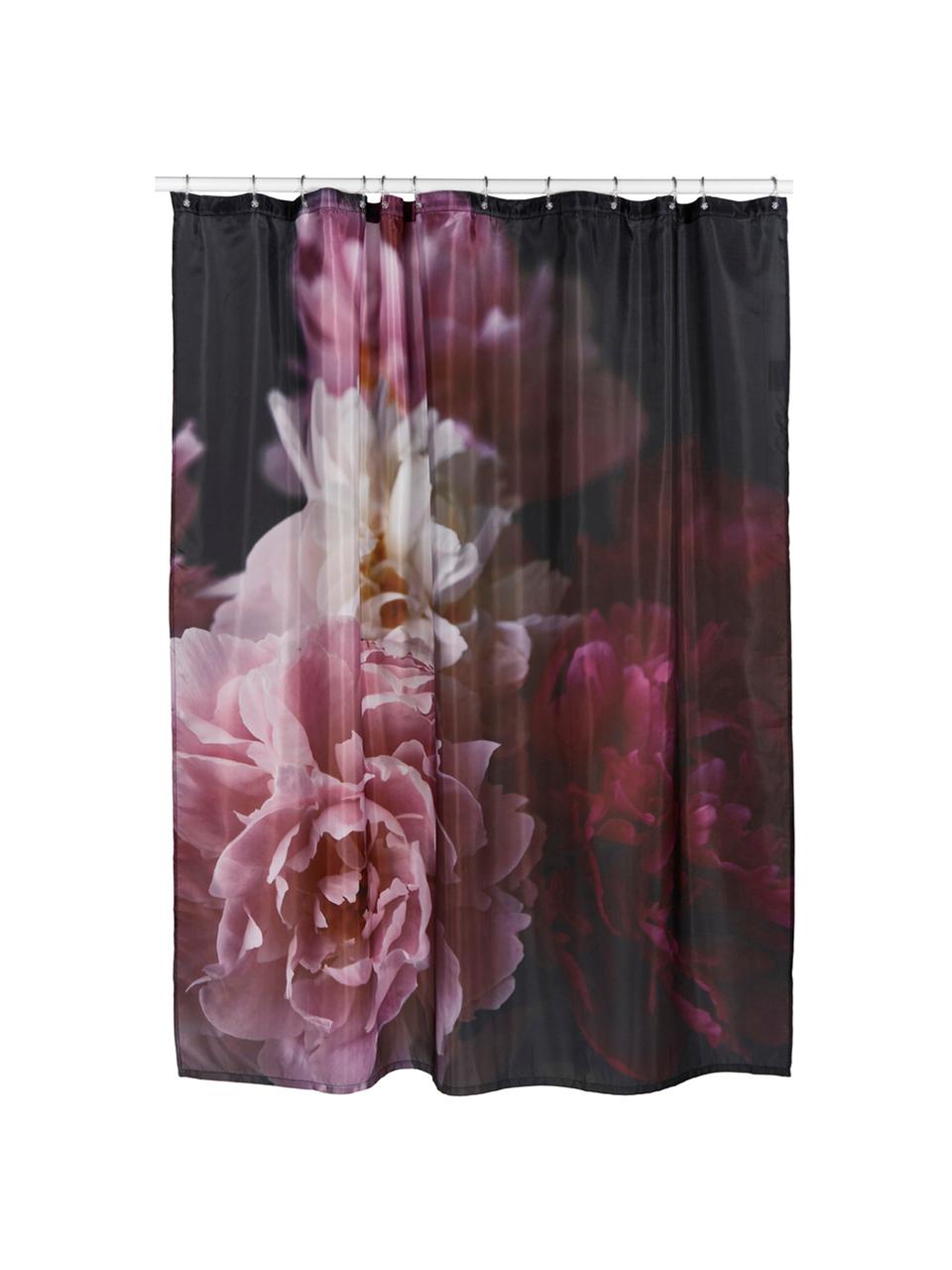Duschvorhang Rosemarie mit Blumen-Muster, 100% Polyester
Wasserabweisend, nicht wasserdicht, Schwarz, Rosatöne, B 180 x L 200 cm