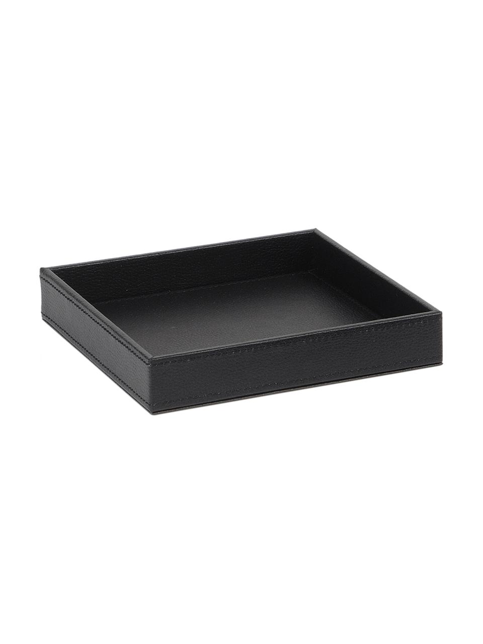 Malý dekorativní tác z imitace kůže Server, Černá, Š 18 cm, V 3 cm